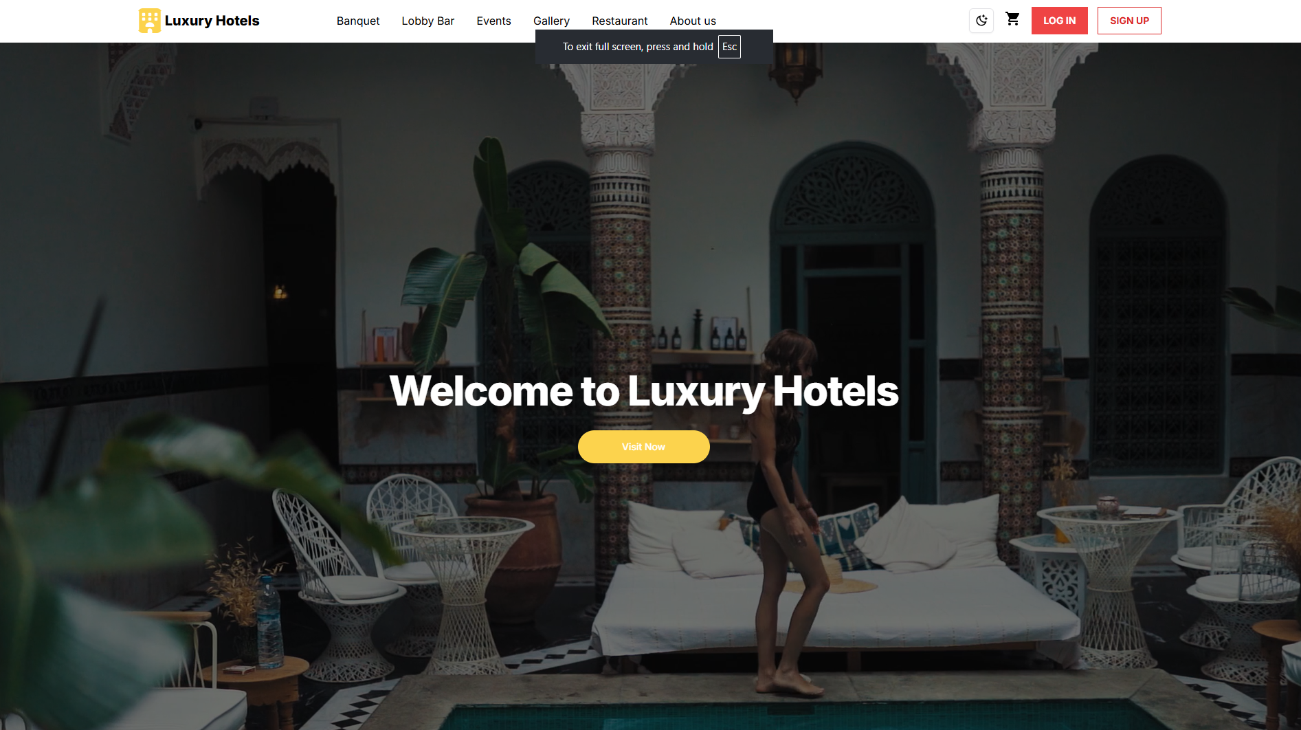 Screenshot of luxury hotel website